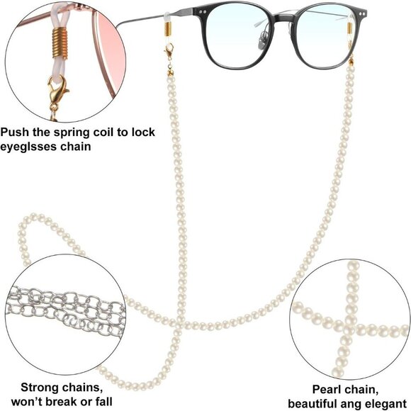 0 Pieces Eye Glass Chains for Women Beaded Eyeglasses Strap Eye Glasses Holders - Picture 3 of 7